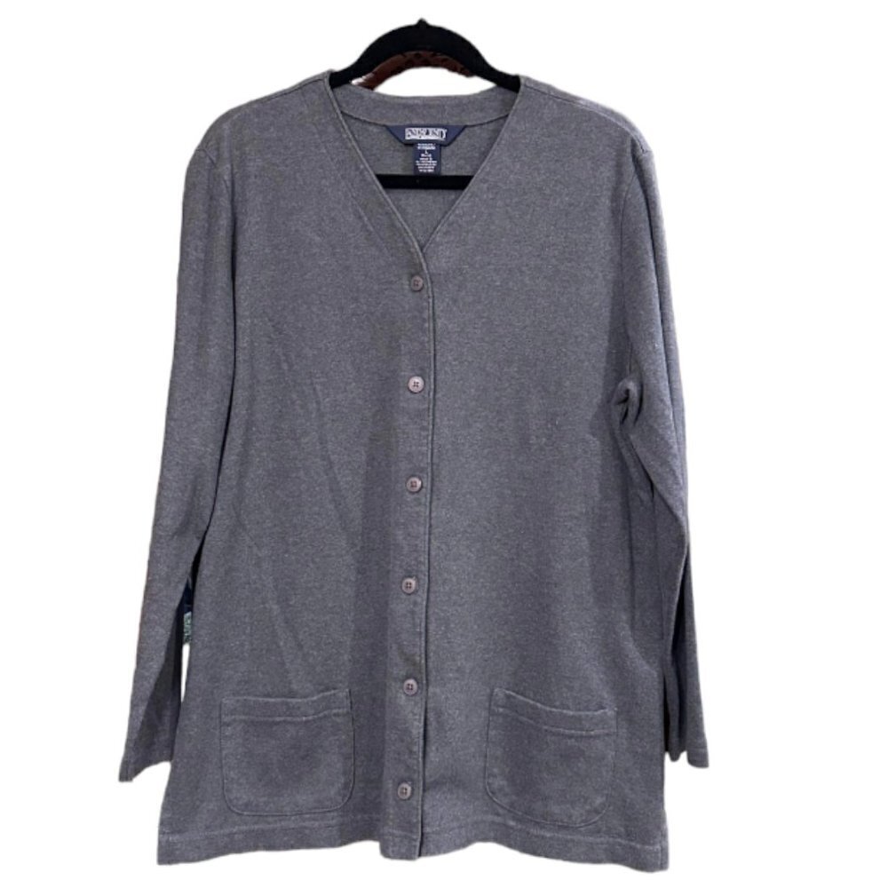 Vintage Lands End Button Down Cardigan Gray Size L
